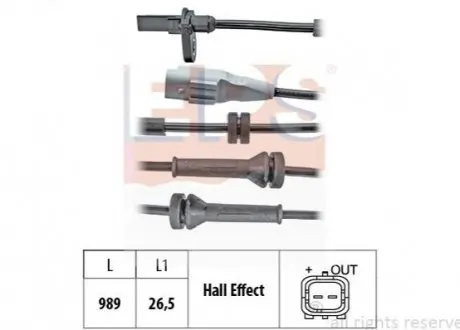 CITROEN Датчик ABS зад.. Citroen Berlingo (B9) 08-, C4 Picasso, PEUGEOT Partner EPS 1.960.096