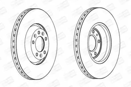 Тормозной диск передний Peugeot 407, 607 / Citroen C5 III, C6 / Saab 9-5 CHAMPION 563031CH-1