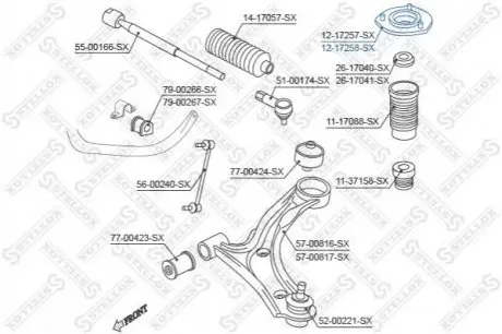 Опора стойки амортизатора 12-17258-SX STELLOX 1217258SX