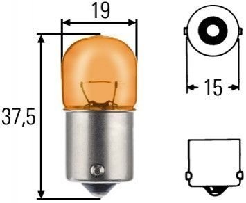 Лампа накаливания RY10W 12V 10W желтый HELLA 8GA002071051 (фото 1)