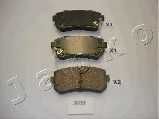 Комплект гальмівних колодок, дискове гальмо JAPKO 51K09