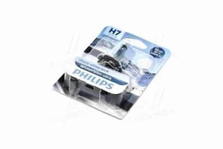 Лампа накаливания H7 12V 55W PX26d H7 WhiteVision ULTRA +60 (4200K) (1шт) PHILIPS 12972WVUB1