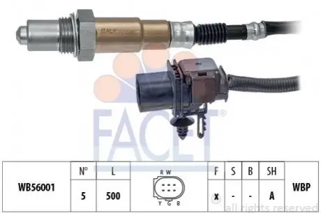Лямбда-зонд (5 конт./500 мм)) Transit 2.2TDCi 11-/Jumper 2.2HDi 11- FACET 108406