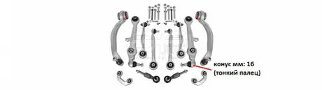Комплект рычагов Audi A6 (4B2, C5) [01/97-08/05] APLUS 18190AP