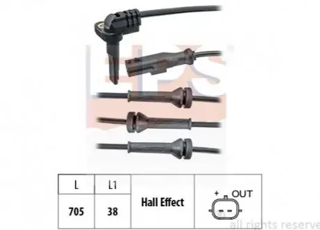 Датчик ABS перед. лев/прав. Dacia Duster 1.5 dCi/1.6 16V 04.10-/Renault Megane III 1.2-2.0 11.08- EPS 1.960.102