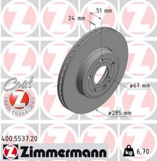 TARCZA HAMULC. MERCEDES W177 A-KLASA 18- PRZУD ZIMMERMANN 400.5537.20 (фото 1)