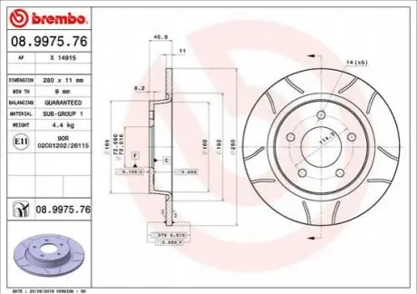Гальмівний диск BREMBO 08.9975.76