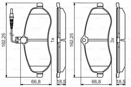 Колодки гальмівні (передні) Fiat Scudo/Citroen Jumpy/Peugeot Expert 07- (з датчиком) 0 986 495 460 BOSCH 0986495460 (фото 1)