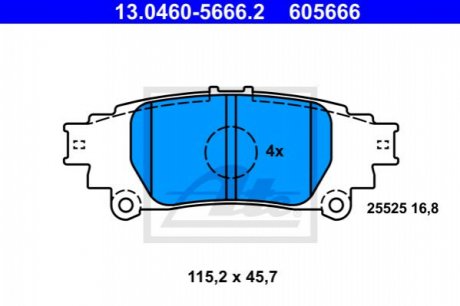 Комплект тормозных колодок, дисковый тормоз ATE 13.0460-5666.2