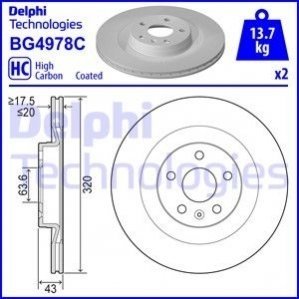 Тормозной диск Delphi BG4978C