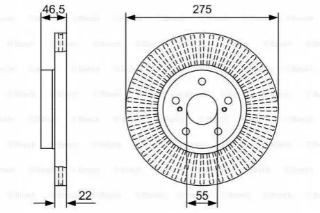 TOYOTA Диск торм. пер. Corolla 1,6-1,8VVTi 07- BOSCH 0986479W13 (фото 1)