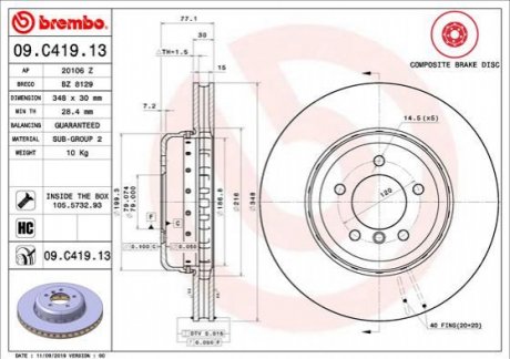 Тормозной диск BREMBO 09.C419.13