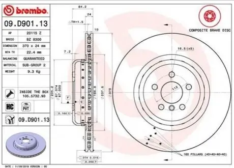 Гальмівний диск BREMBO 09.D901.13
