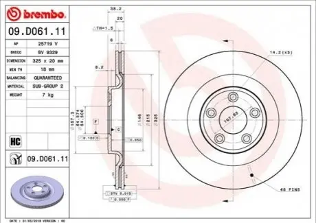 Гальмівний диск BREMBO 09.D061.11
