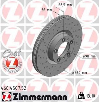 TARCZA HAMULC. PORSCHE PANAMERA 16- PP ZIMMERMANN 460450752