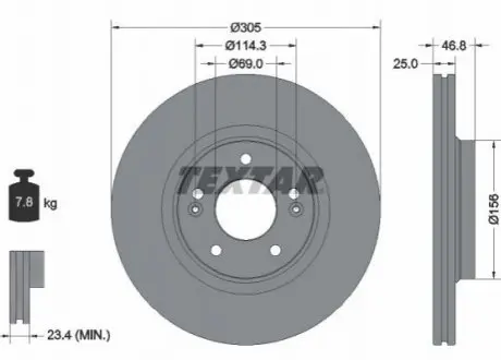 Диск тормозной TEXTAR 92292203