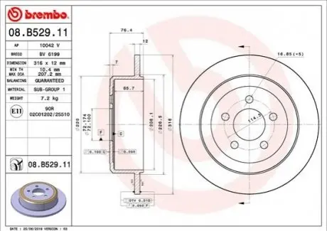 Тормозной диск 08.B529.11 BREMBO 08B52911
