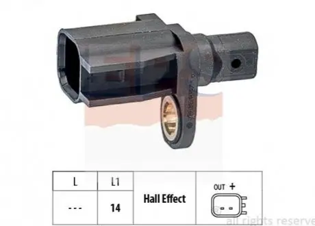 Датчик ABS зад.FORD C-MAX II 10- FOCUS III 11- GRAND C-MAX 10- KUGA II 13- TRANSIT CONNECT EPS 1.960.186