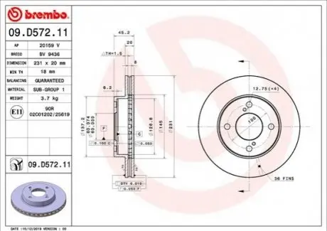 Автозапчастина BREMBO 09.D572.11 (фото 1)