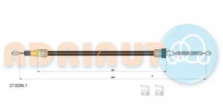 SMART Трос ручного тормоза 1035/870+1035/870 мм ROADSTER 03- ADRIAUTO 27.0206.1