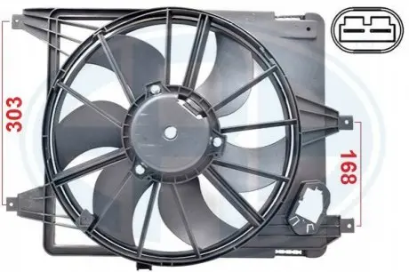 Э/вентилятор охл. с кожухом с резистором для а/м Renault Logan (04-) A/C (LFc 0969) ERA 352086