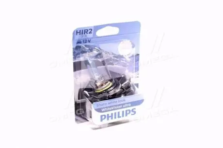 Лампа накала HIR2 WhiteVision ultra 12V 55W PX22d (+60) (3700K) 1шт. blister (выр-во) PHILIPS 9012WVUB1