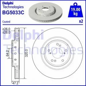 Тормозной диск Delphi BG5033C