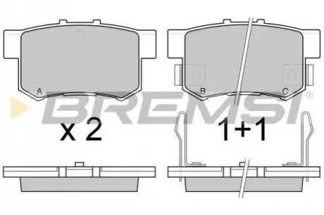 Тормозные колодки зад. Civic 98-/Accord 90-03 (Akebono) (47,5x89x14,5) Bremsi BP2544
