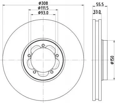 Диск гальмівний передній Ford Transit 2.0, 2.2 TDCi 13- Hella pagid 8DD 355 123-131
