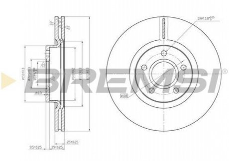 Тормозной диск зад. Caddy III/Octavia/Golf V/VI 04- (255x10) Bremsi CD7224S