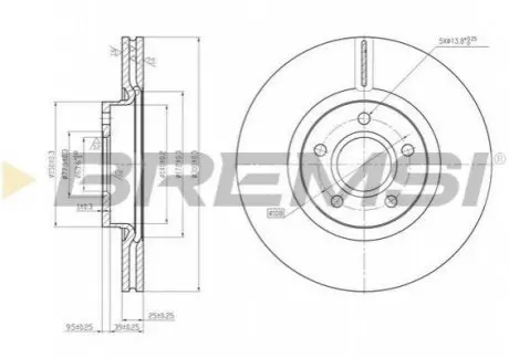 Тормозной диск зад. Caddy III/Octavia/Golf V/VI 04- (255x10) Bremsi CD7224S