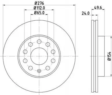 Диск гальмівний з покриттям PRO; передн. Hella pagid 8DD355122-721