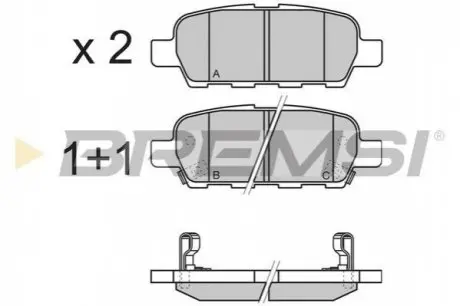Тормозные колодки зад. Qashqai/X-Trail 07- (39x105,4x13,7) Bremsi BP3351