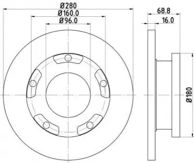 Гальмівний диск зад. Transit V347 06- (H=69mm) Hella pagid 8DD355113-811