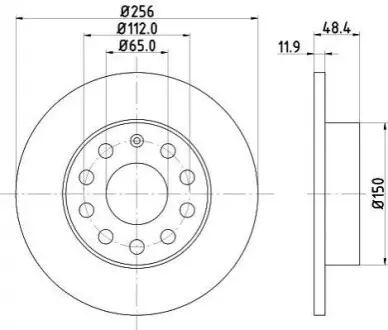 Тормозной диск зад. Caddy III (260x12) Hella pagid 8DD355109-641