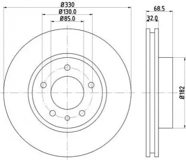Диск гальмівний з покриттям PRO; передн., лів. Hella pagid 8DD355109721