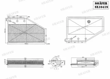 Фільтр повітряний Opel Insignia B 1.6D/2.0/2.0D (17-), Buick Regal 2.0 (18-20), Chevrolet Malibu 2.0 SHAFER SX10419