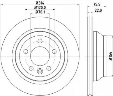 Диск тормозной с покрытием PRO; задн. Hella pagid 8DD 355 109-801