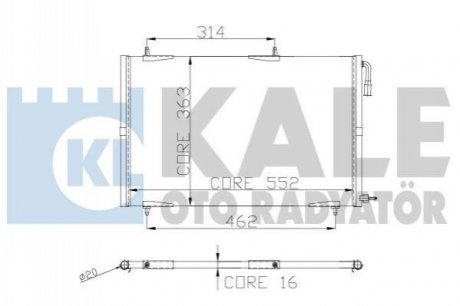 KALE PEUGEOT Радиатор кондиционера 552X363X16 206 02- Kale Oto radyator 248300 (фото 1)