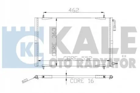 KALE PEUGEOT Радиатор кондиционера 552X363X16 206 Kale Oto radyator 248100