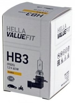 Лампа розжарювання, VALUEFIT, HB3 12V 60 (65W) P 20d HELLA 8GH242632181