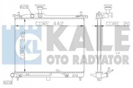 KALE HYUNDAI Радиатор охлаждения с АКПП i10 1.1 08- Kale Oto radyator 341970