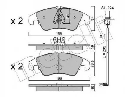 Комплект тормозных колодок, дисковый тормоз Metelli 22-0775-4K