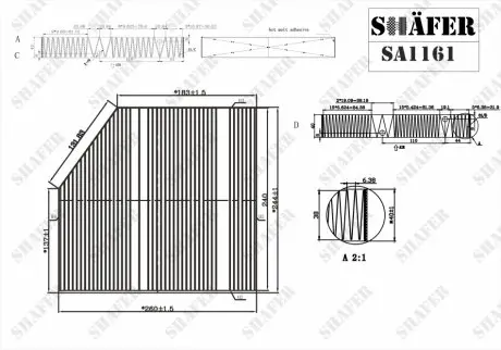 Фильтр салона MB C (A/C/S/W205), E (A/C238, W/S213), GLC (C/X253), 1.5-4.0 (13-) SHAFER SA1161