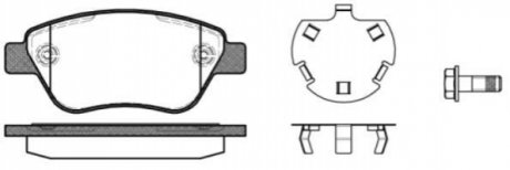 Гальмівні колодки перед. 500/PANDA/DOBLO/CORSA 1.0-1.9 04- (Bosch) (123.8x53.6) з датчиком WOKING P9583.30 (фото 1)