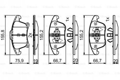 Колодки гальмівні (передні) Ford Galaxy III/S-Max/Mondeo V/Fusion 13-/Ford (США) Fusion 05- 0 986 495 407 BOSCH 0986495407