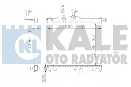 KALE HYUNDAI Радиатор охлаждения i10 1.1/1.1CRDi 08- Kale Oto radyator 358300