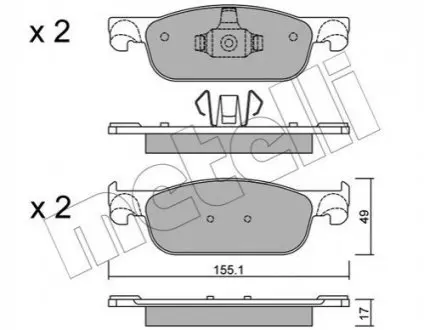 Комплект гальмівних колодок (дискових) 22-1109-0 Metelli 2211090 (фото 1)