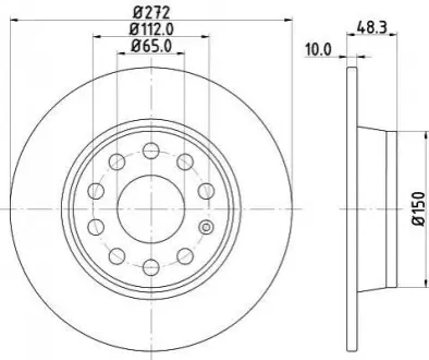 Диск тормозной с покрытием PRO; задн. Hella pagid 8DD355116971