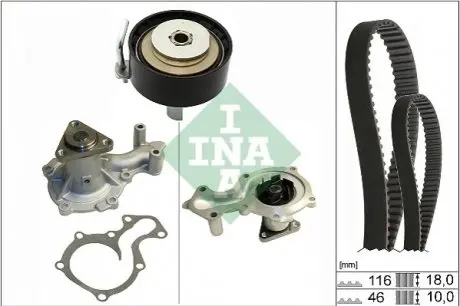 Комплект ГРМ + помпа Ford Transit 1.0 EcoBoost 13- INA 530 0701 30